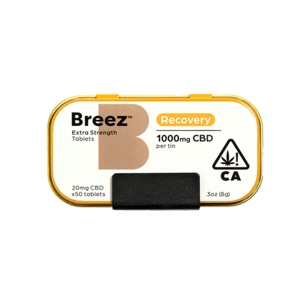 Breez Tablet 50 Count Tin – Recovery CBD, 1000mg