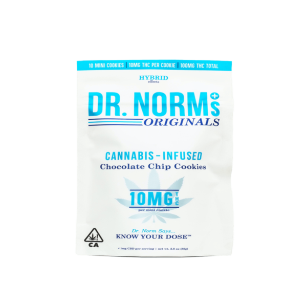 Dr. Norms 10 Pack Chocolate Chip Cookies, 100mg