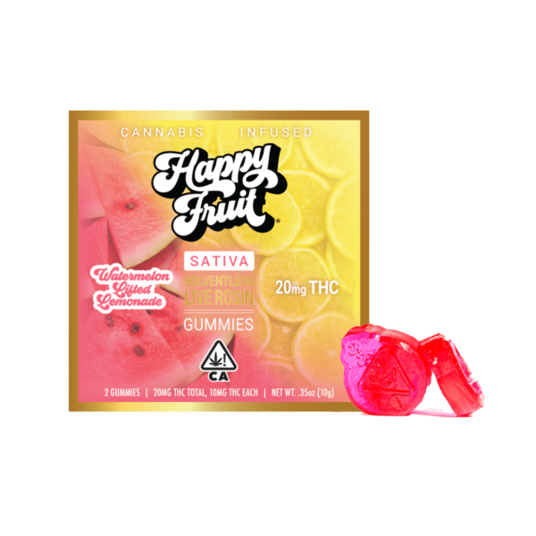 Happy Fruit Rosin Gummies – Watermelon Lifted Lemonade 20mg THC