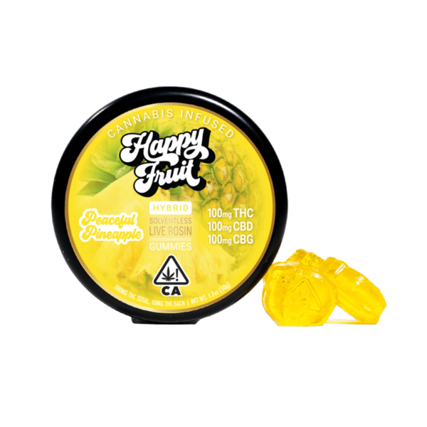 Happy Fruit Rosin Gummies – Peaceful Pineapple 100mg THC & CBD & CBG