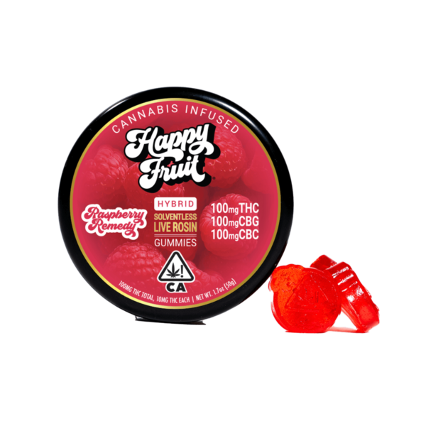 Happy Fruit Rosin Gummies – Raspberry Remedy 100mg THC & CBC & CBG