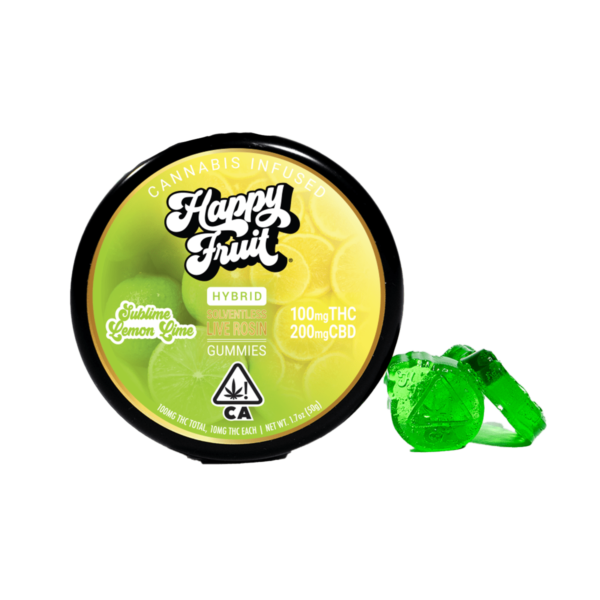 Happy Fruit Rosin Gummies – Sublime Lemon Lime 100mg THC / 200mg CBD