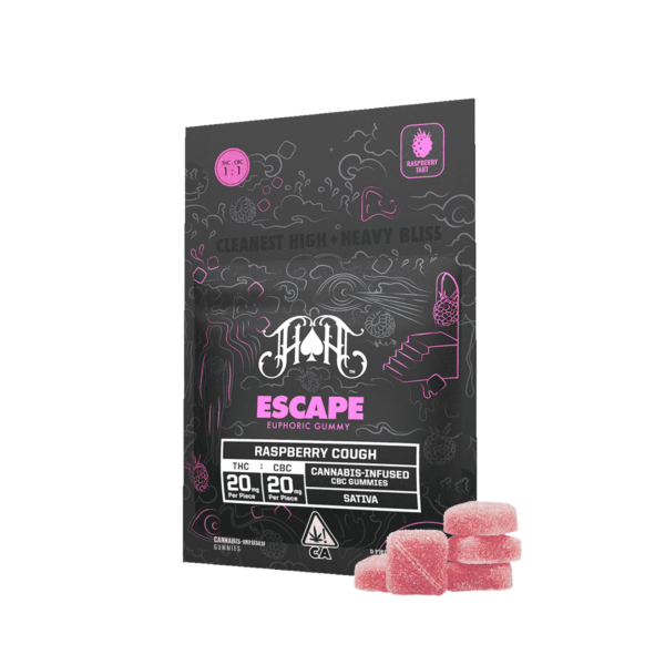 Heavy Hitters Escape Gummies – Raspberry Cough 100mg THC & CBC
