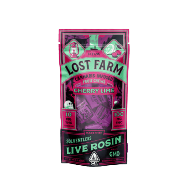 Kiva Lost Farm Chews – Cherry Lime GMO Rosin 100mg
