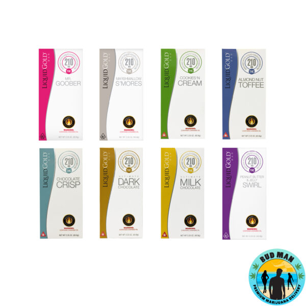 Liquid Gold Chocolate Bars (210mg THC – 5 options)