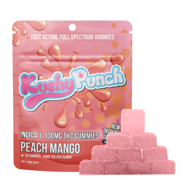 Kushy Punch Indica Individual 10 Pack Gummies – Peach Mango 100mg
