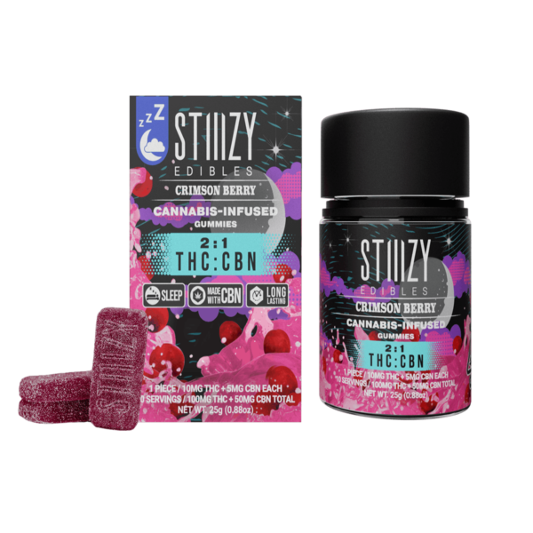 Stiiizy CBN Gummies 2:1 THC:CBN – Crimson Berry 100mg THC, 50mg CBN