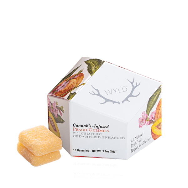 WYLD 10 Pack 2:1 CBD + Hybrid Peach Gummies